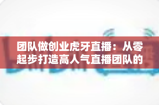 团队做创业虎牙直播：从零起步打造高人气直播团队的实战指南