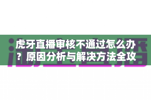 虎牙直播审核不通过怎么办?原因分析与解决方法全攻略 虎牙直播审核不通过怎么办?原因分析与解决方法全攻略