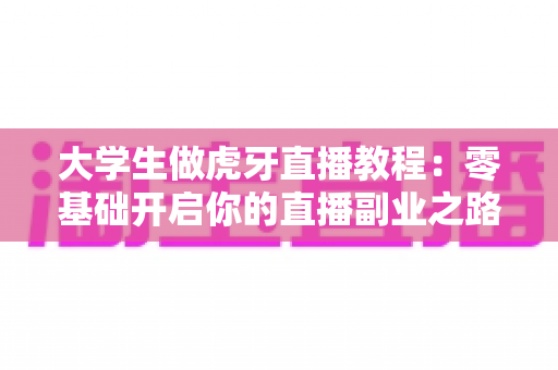 大学生做虎牙直播教程:零基础开启你的直播副业之路 大学生做虎牙直播教程:零基础开启你的直播副业之路