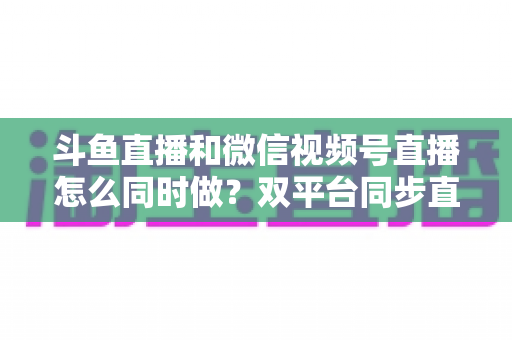斗鱼直播和微信视频号直播怎么同时做?双平台同步直播运营全攻略 斗鱼直播和微信视频号直播怎么同时做?双平台同步直播运营全攻略
