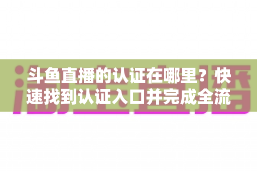 斗鱼直播的认证在哪里?快速找到认证入口并完成全流程申请的保姆级实用指南 斗鱼直播的认证在哪里?快速找到认证入口并完成全流程申请的保姆级实用指南