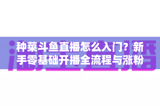 种菜斗鱼直播怎么入门？新手零基础开播全流程与涨粉变现实战指南