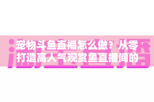宠物斗鱼直播怎么做?从零打造高人气观赏鱼直播间的实用指南 宠物斗鱼直播怎么做?从零打造高人气观赏鱼直播间的实用指南