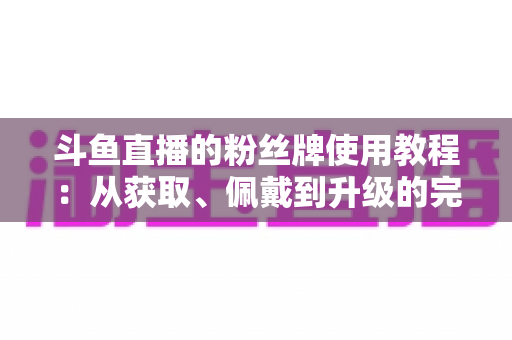 斗鱼直播的粉丝牌使用教程：从获取、佩戴到升级的完整攻略，助你轻松玩转粉丝团