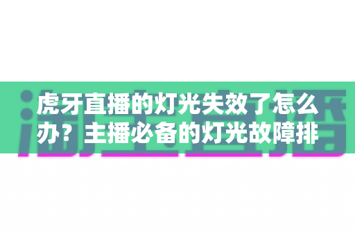 虎牙直播的灯光失效了怎么办?主播必备的灯光故障排查与应急处理全攻略 虎牙直播的灯光失效了怎么办?主播必备的灯光故障排查与应急处理全攻略
