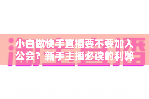 小白做快手直播要不要加入公会?新手主播必读的利弊分析与避坑指南 小白做快手直播要不要加入公会?新手主播必读的利弊分析与避坑指南