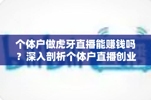 个体户做虎牙直播能赚钱吗？深入剖析个体户直播创业的真实收入与实战攻略