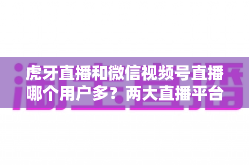 虎牙直播和微信视频号直播哪个用户多?两大直播平台用户规模与生态深度对比分析 虎牙直播和微信视频号直播哪个用户多?两大直播平台用户规模与生态深度对比分析