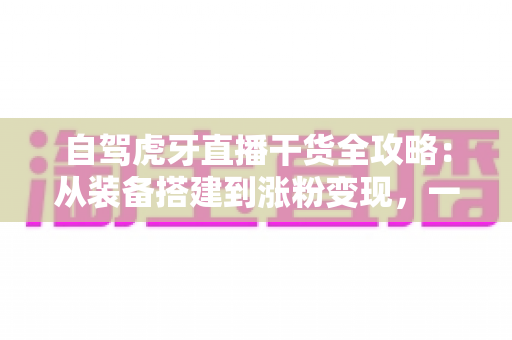 自驾虎牙直播干货全攻略：从装备搭建到涨粉变现，一篇读懂自驾直播运营精髓