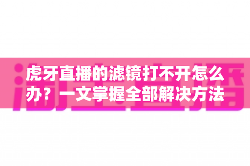 虎牙直播的滤镜打不开怎么办?一文掌握全部解决方法,快速恢复直播画质 虎牙直播的滤镜打不开怎么办?一文掌握全部解决方法,快速恢复直播画质