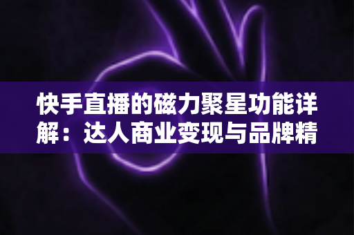快手直播的磁力聚星功能详解:达人商业变现与品牌精准营销的官方合作平台全攻略 快手直播的磁力聚星功能详解:达人商业变现与品牌精准营销的官方合作平台全攻略