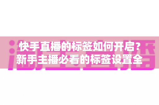 快手直播的标签如何开启?新手主播必看的标签设置全攻略与流量提升秘籍 快手直播的标签如何开启?新手主播必看的标签设置全攻略与流量提升秘籍