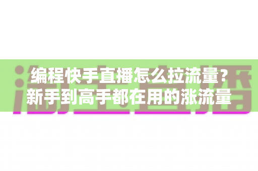 编程快手直播怎么拉流量？新手到高手都在用的涨流量实战指南