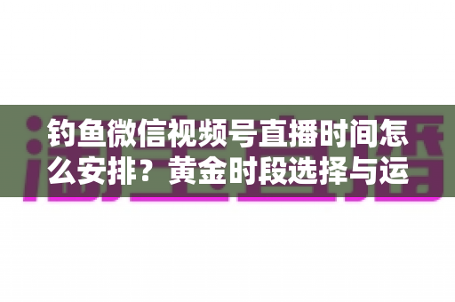 钓鱼微信视频号直播时间怎么安排?黄金时段选择与运营策略全解析 钓鱼微信视频号直播时间怎么安排?黄金时段选择与运营策略全解析