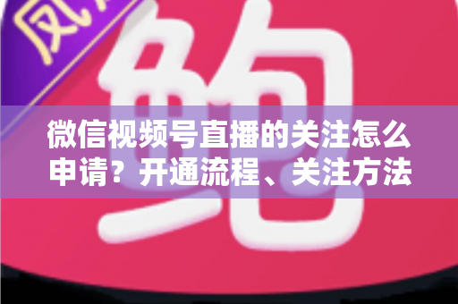 微信视频号直播的关注怎么申请？开通流程、关注方法与涨粉技巧全攻略