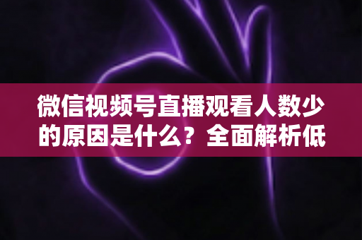 微信视频号直播观看人数少的原因是什么?全面解析低流量根源与破局之道 微信视频号直播观看人数少的原因是什么?全面解析低流量根源与破局之道