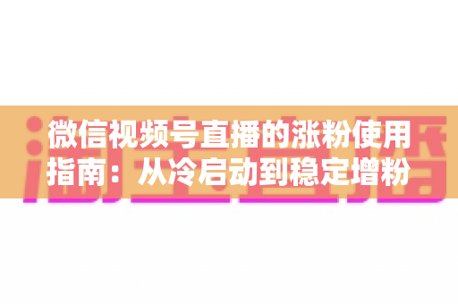 微信视频号直播的涨粉使用指南:从冷启动到稳定增粉的实战攻略 微信视频号直播的涨粉使用指南:从冷启动到稳定增粉的实战攻略