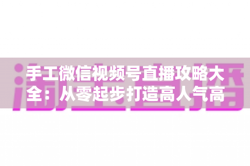 手工微信视频号直播攻略大全:从零起步打造高人气高转化的手工直播间 手工微信视频号直播攻略大全:从零起步打造高人气高转化的手工直播间