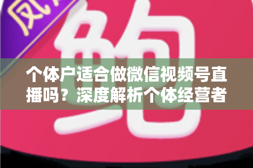 个体户适合做微信视频号直播吗?深度解析个体经营者入局视频号直播的优势、挑战与实操建议 个体户适合做微信视频号直播吗?深度解析个体经营者入局视频号直播的优势、挑战与实操建议