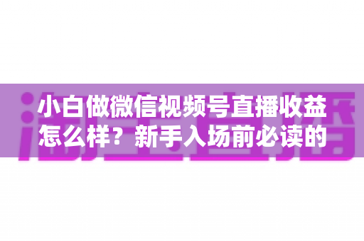 小白做微信视频号直播收益怎么样？新手入场前必读的真实收益分析与变现全攻略