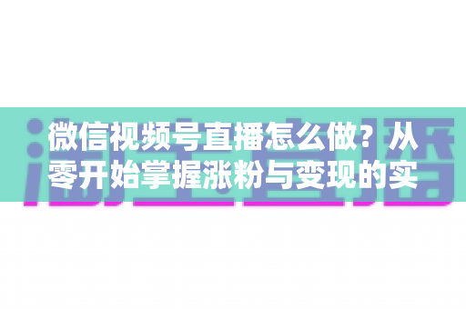 微信视频号直播怎么做?从零开始掌握涨粉与变现的实战全攻略 微信视频号直播怎么做?从零开始掌握涨粉与变现的实战全攻略