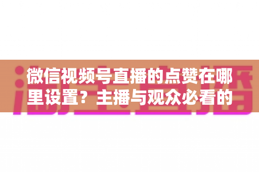微信视频号直播的点赞在哪里设置?主播与观众必看的点赞功能设置位置、开启步骤与涨粉互动技巧全解析 微信视频号直播的点赞在哪里设置?主播与观众必看的点赞功能设置位置、开启步骤与涨粉互动技巧全解析