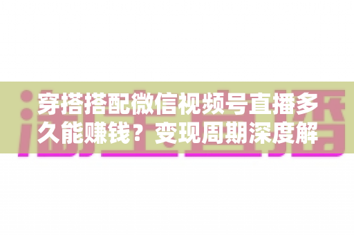 穿搭搭配微信视频号直播多久能赚钱?变现周期深度解析与快速起号实战指南 穿搭搭配微信视频号直播多久能赚钱?变现周期深度解析与快速起号实战指南