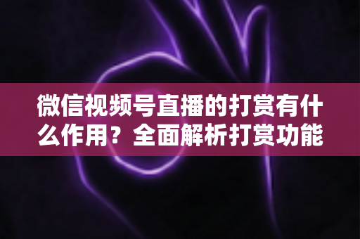 微信视频号直播的打赏有什么作用?全面解析打赏功能的价值、意义与变现策略 微信视频号直播的打赏有什么作用?全面解析打赏功能的价值、意义与变现策略