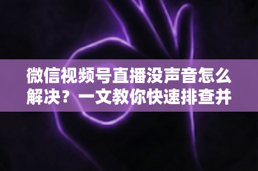 微信视频号直播没声音怎么解决?一文教你快速排查并恢复声音的完整指南 微信视频号直播没声音怎么解决?一文教你快速排查并恢复声音的完整指南
