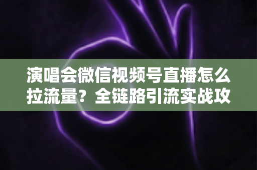 演唱会微信视频号直播怎么拉流量?全链路引流实战攻略,从预热、互动到复盘让人气翻倍 演唱会微信视频号直播怎么拉流量?全链路引流实战攻略,从预热、互动到复盘让人气翻倍