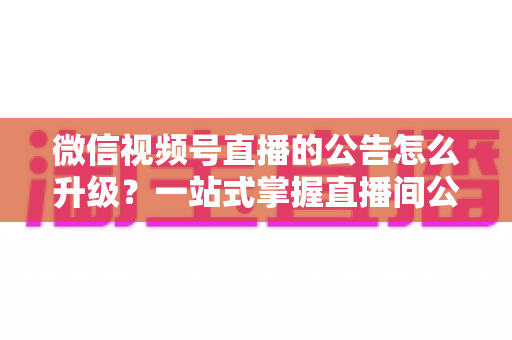 微信视频号直播的公告怎么升级?一站式掌握直播间公告升级技巧与高效运营指南 微信视频号直播的公告怎么升级?一站式掌握直播间公告升级技巧与高效运营指南