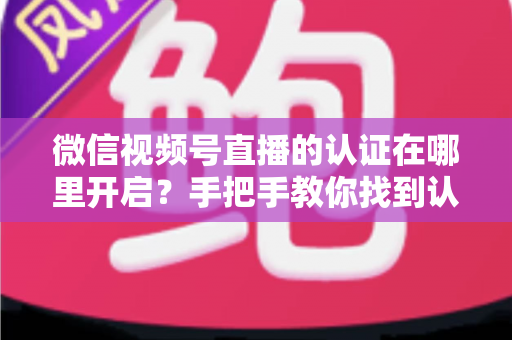 微信视频号直播的认证在哪里开启？手把手教你找到认证入口并快速通过审核