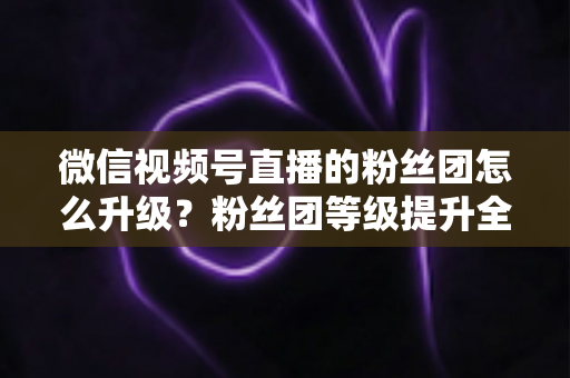 微信视频号直播的粉丝团怎么升级?粉丝团等级提升全攻略与实用技巧详解 微信视频号直播的粉丝团怎么升级?粉丝团等级提升全攻略与实用技巧详解