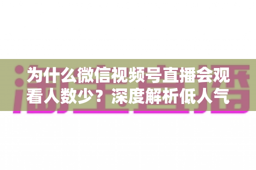 为什么微信视频号直播会观看人数少?深度解析低人气根源与实用破局方案 为什么微信视频号直播会观看人数少?深度解析低人气根源与实用破局方案