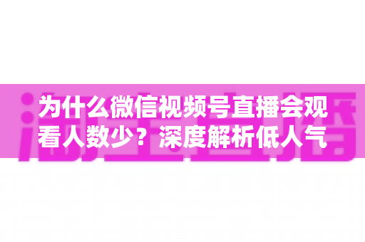 为什么微信视频号直播会观看人数少?深度解析低人气根源与实用破局方案 为什么微信视频号直播会观看人数少?深度解析低人气根源与实用破局方案
