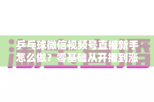 乒乓球微信视频号直播新手怎么做?零基础从开播到涨粉的完整实操指南 乒乓球微信视频号直播新手怎么做?零基础从开播到涨粉的完整实操指南