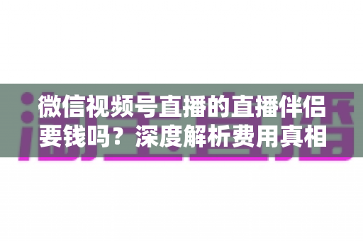 微信视频号直播的直播伴侣要钱吗？深度解析费用真相与使用全攻略