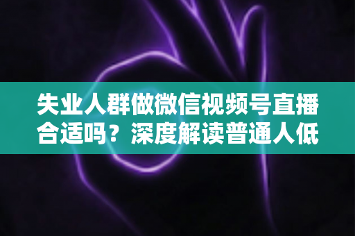 失业人群做微信视频号直播合适吗?深度解读普通人低成本转型的机会与风险 失业人群做微信视频号直播合适吗?深度解读普通人低成本转型的机会与风险