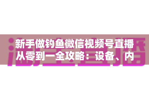 新手做钓鱼微信视频号直播从零到一全攻略:设备、内容、涨粉与变现一站式指南 新手做钓鱼微信视频号直播从零到一全攻略:设备、内容、涨粉与变现一站式指南