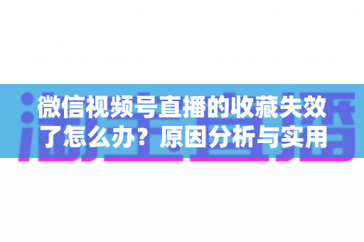 微信视频号直播的收藏失效了怎么办?原因分析与实用解决方法全攻略 微信视频号直播的收藏失效了怎么办?原因分析与实用解决方法全攻略