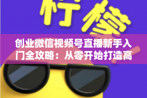 创业微信视频号直播新手入门全攻略：从零开始打造高流量直播变现之路