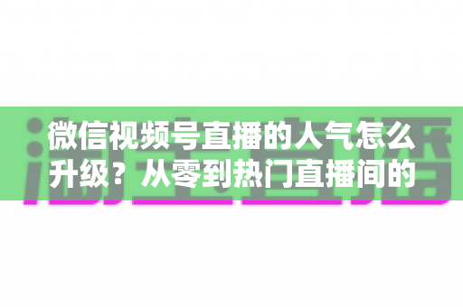 微信视频号直播的人气怎么升级?从零到热门直播间的完整进阶指南 微信视频号直播的人气怎么升级?从零到热门直播间的完整进阶指南