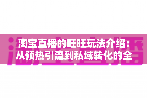淘宝直播的旺旺玩法介绍：从预热引流到私域转化的全链路运营实战指南