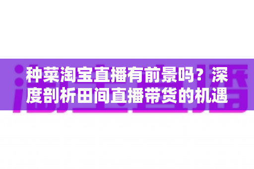 种菜淘宝直播有前景吗？深度剖析田间直播带货的机遇、挑战与入门指南