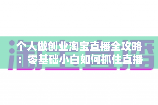 个人做创业淘宝直播全攻略:零基础小白如何抓住直播带货红利实现变现 个人做创业淘宝直播全攻略:零基础小白如何抓住直播带货红利实现变现