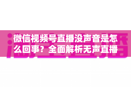 微信视频号直播没声音是怎么回事?全面解析无声直播的原因与实用解决方案 微信视频号直播没声音是怎么回事?全面解析无声直播的原因与实用解决方案