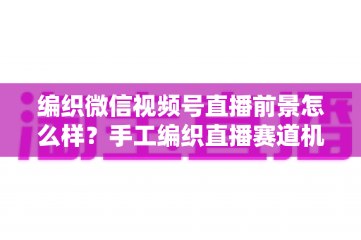 编织微信视频号直播前景怎么样？手工编织直播赛道机遇、变现路径与入局指南全解析