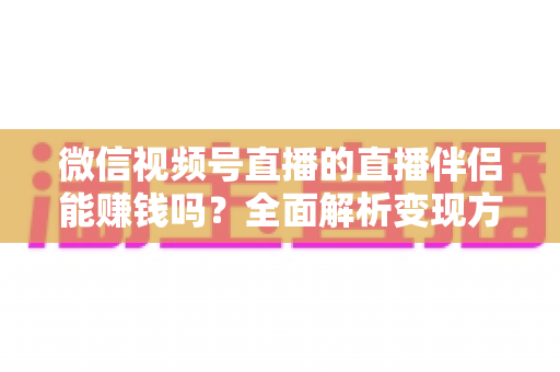 微信视频号直播的直播伴侣能赚钱吗？全面解析变现方式、收益潜力与实操建议