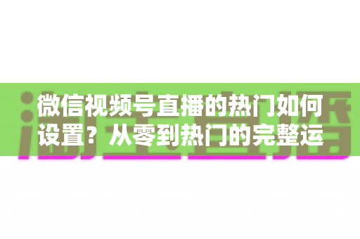 微信视频号直播的热门如何设置？从零到热门的完整运营攻略，助你抢占流量推荐位