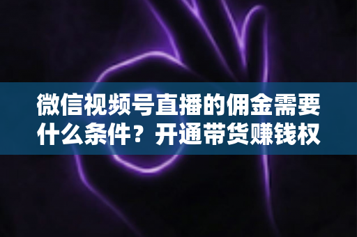 微信视频号直播的佣金需要什么条件?开通带货赚钱权限的完整攻略与实操指南 微信视频号直播的佣金需要什么条件?开通带货赚钱权限的完整攻略与实操指南